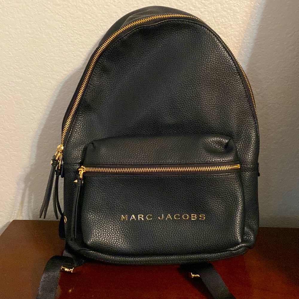 Marc Jacobs black leather backpack new